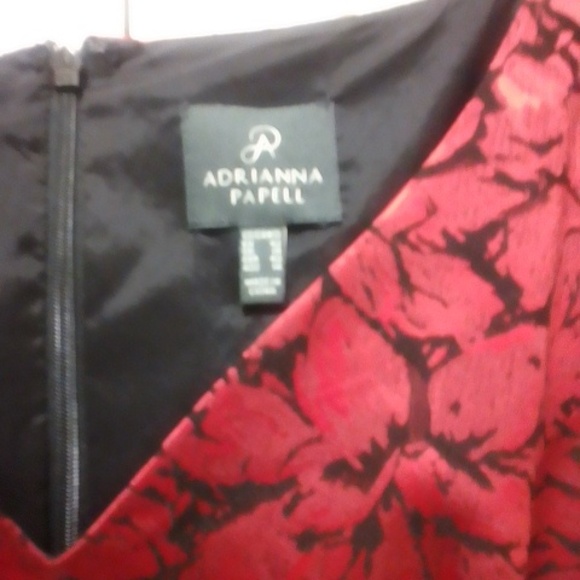 Adrianna Papell Red and Black Floral Midi Dress - Picture 2 of 7